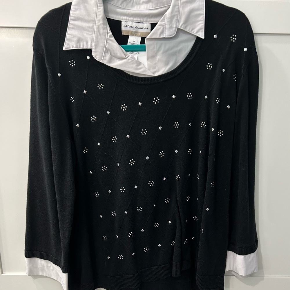Alfred Dunner Black and White Sweater
